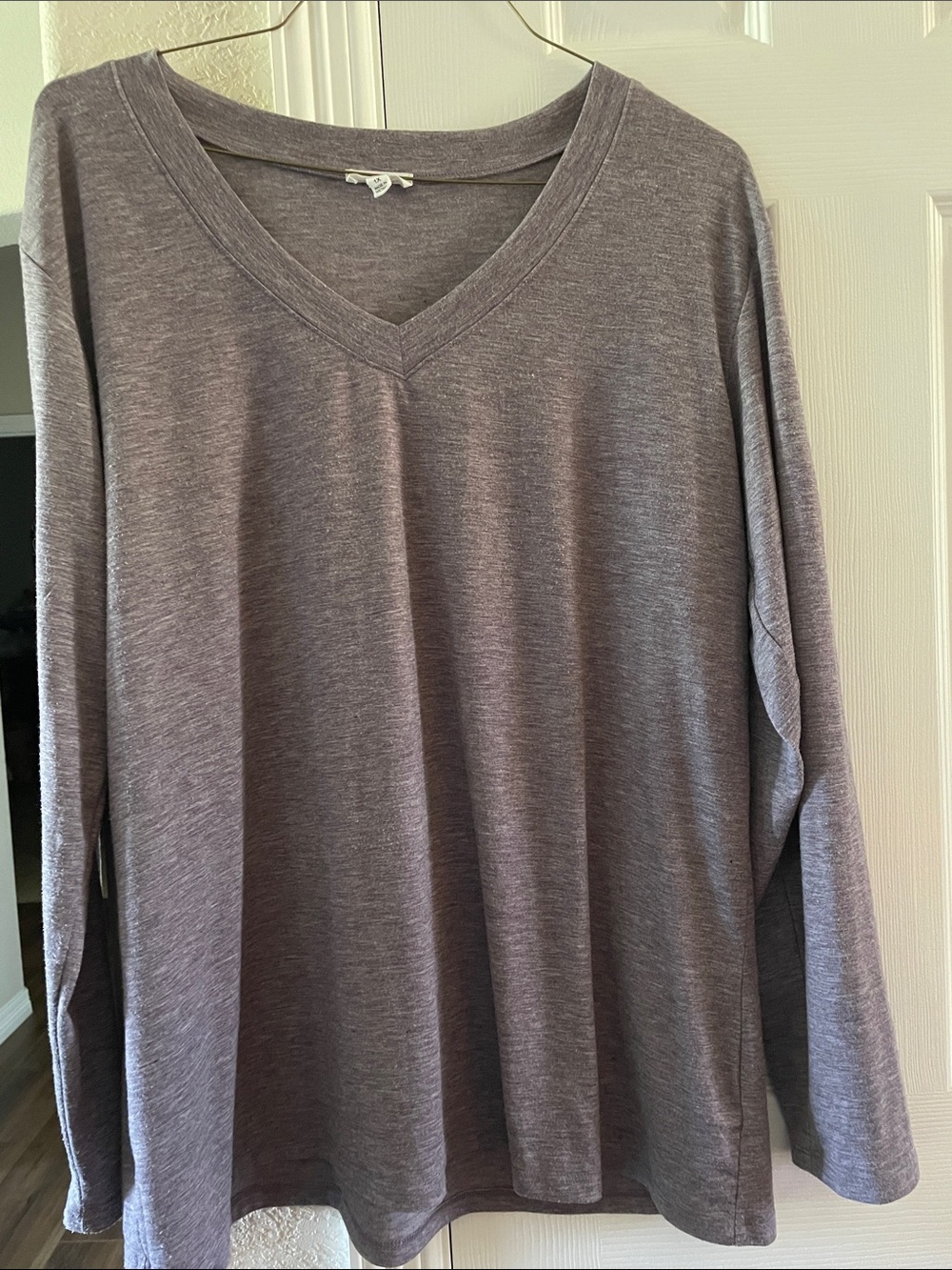 Loanna Size Long Sleeve V- Neck Tee Shirt Top 1X